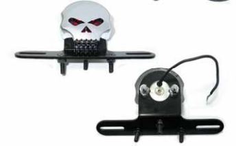 Zodiac Z163442 Skull Tail Light Chrome w/Black Bracket