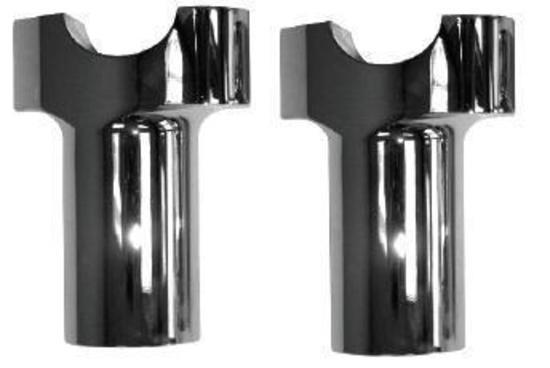 Zodiac Z241020 Billet Aluminium 2" Tall Riser Set Chrome w/1-1/4" Thick Base for 1" Handlebars