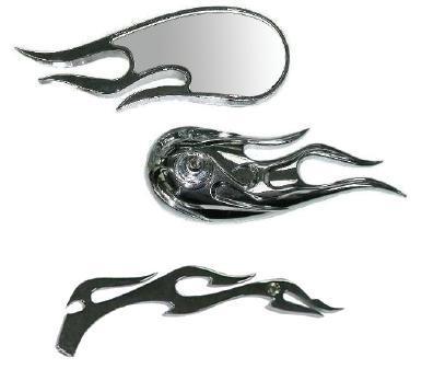 Zodiac Z270742 Fireball Head Mirrors w/Flame Stem (Pair)