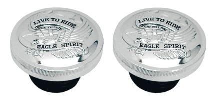 Zodiac Z301729 Live to Ride Gas Cap Cover w/Eagle Spirit Chrome for Late Style Screw-In Gas Caps (Each)