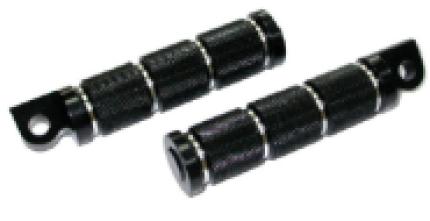 Zodiac Z353004 Retro Style Knurled Billet Aluminium Footpegs Set Black w/Aluminium Highlights