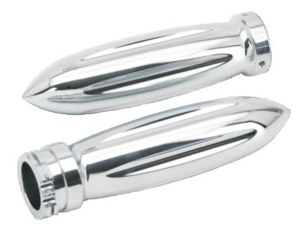 Zodiac Z361130 Rocket Style Billet Grip Set Chrome for all H-D 82-17 Models