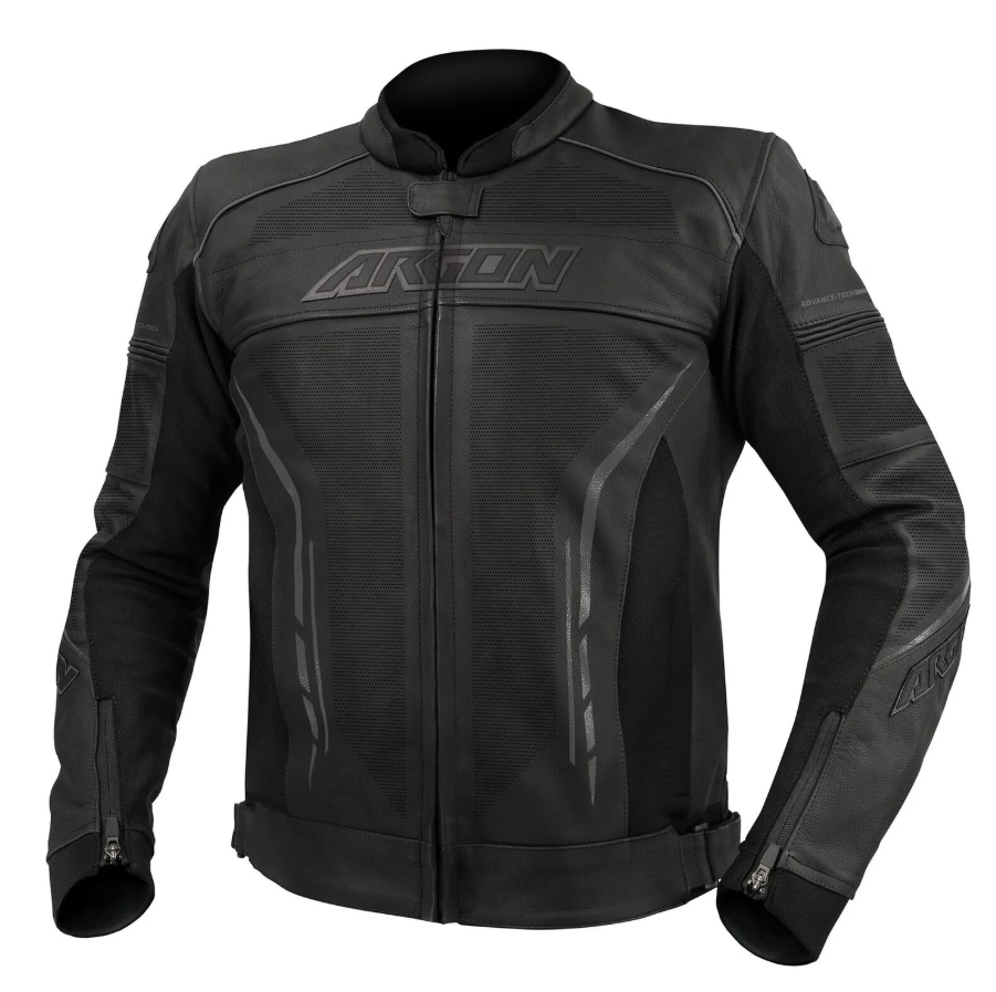 Argon Scorcher Black/Grey Perforated Leather Jacket [Size:54] [INTERNAL]