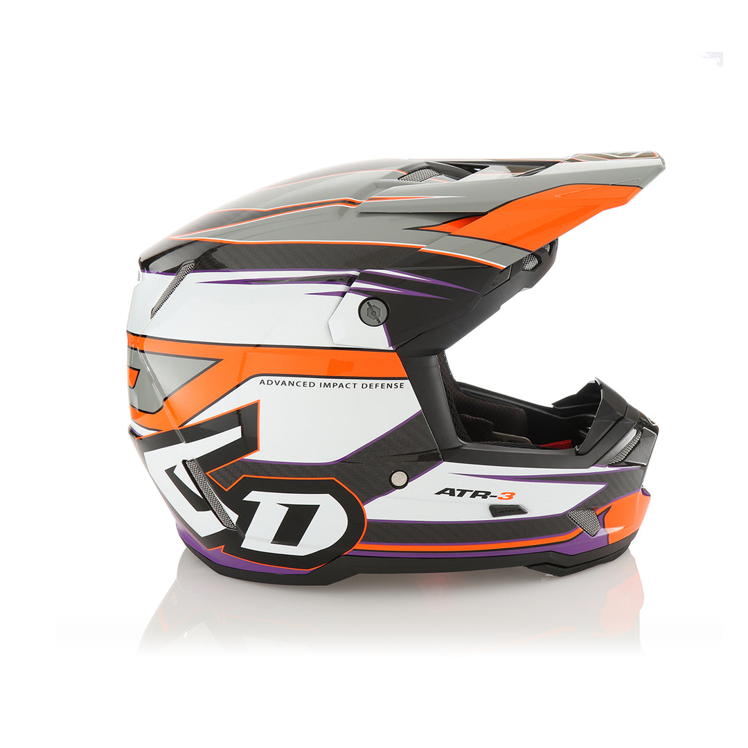 6D ATR-3 Hyper Gloss Neon Orange/Purple Helmet