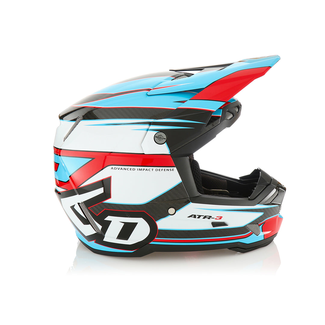 6D ATR-3 Hyper Gloss Red/Cyan Helmet