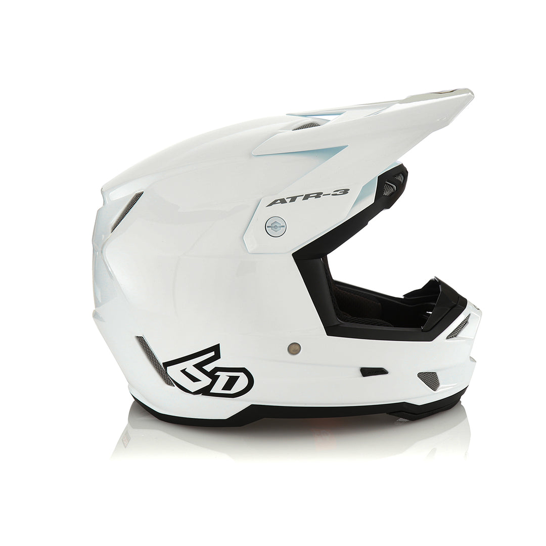 6D ATR-3 Solid Gloss White Helmet