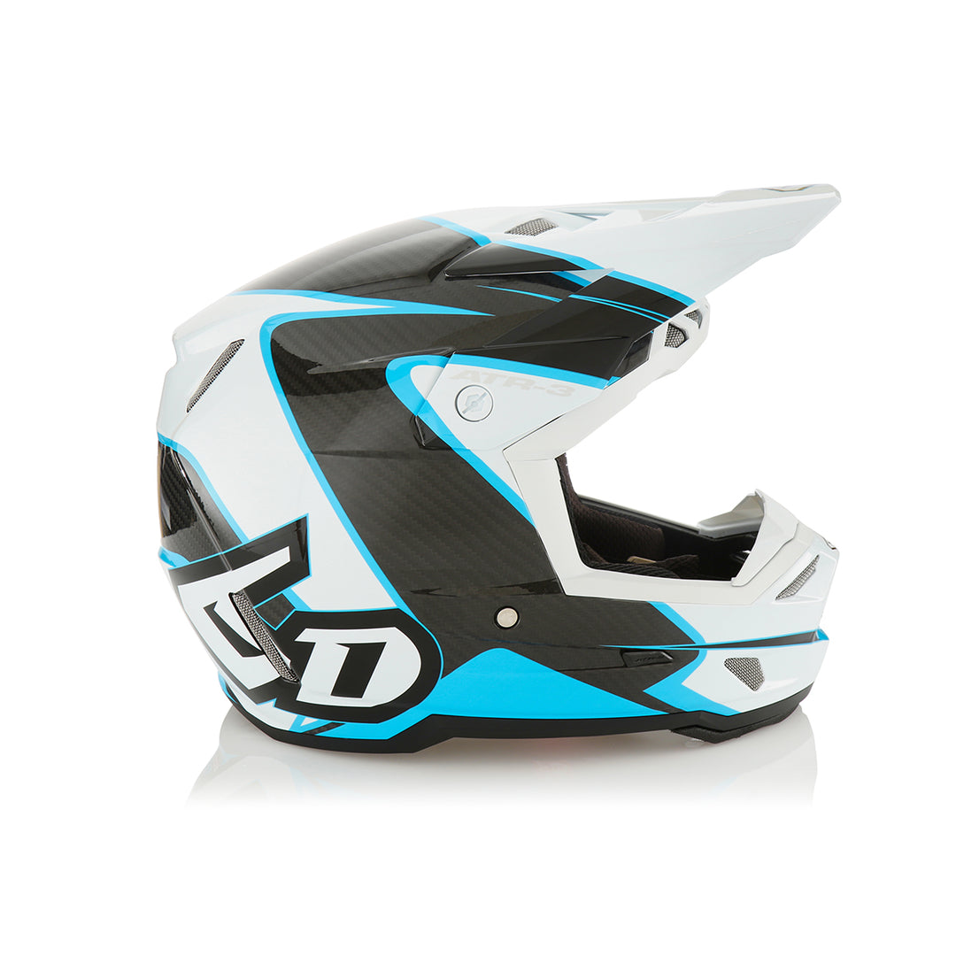 6D ATR-3 Wave Gloss Cyan/White Helmet