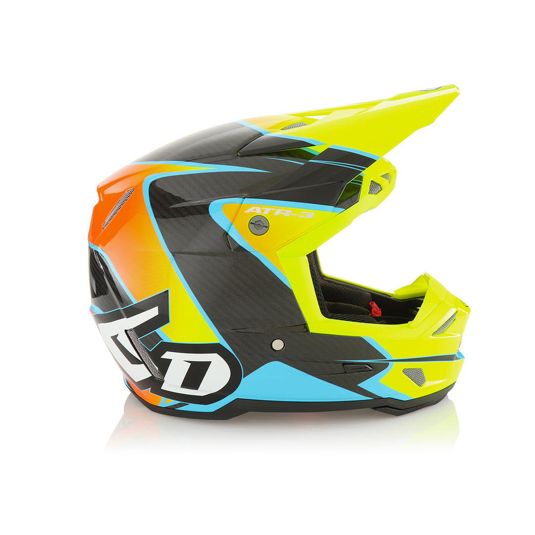 6D ATR-3 Wave Gloss Cyan/Neon Orange/Yellow Helmet