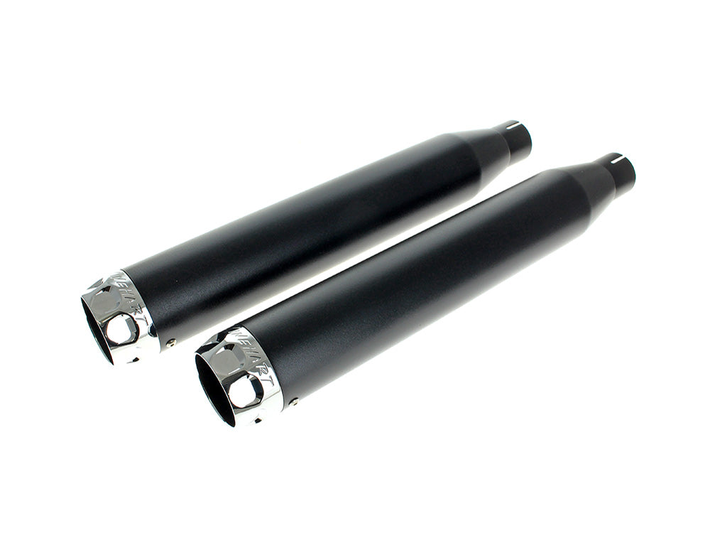 Rinehart Racing RIN-500-0201C-S 3" Slip-On Mufflers Black w/Chrome Scalloped End Caps for Harley-Davidson Softail FXST 07-17/Heritage 07-17/Breakout 13-17/Rocker 08-11