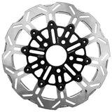 Kodlin KM-K7143E 11.8" Front 10-Spoke Disc Rotor Polished Band & Black Carrier for Harley-Davidson Dyna 06-17/Softail 15-Up/Sportster 14-21 & some Touring 08-Up