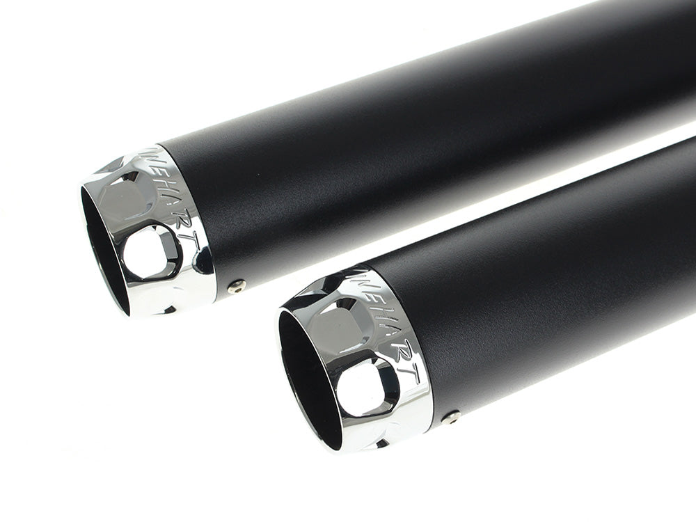 Rinehart Racing RIN-500-0201C-S 3" Slip-On Mufflers Black w/Chrome Scalloped End Caps for Harley-Davidson Softail FXST 07-17/Heritage 07-17/Breakout 13-17/Rocker 08-11