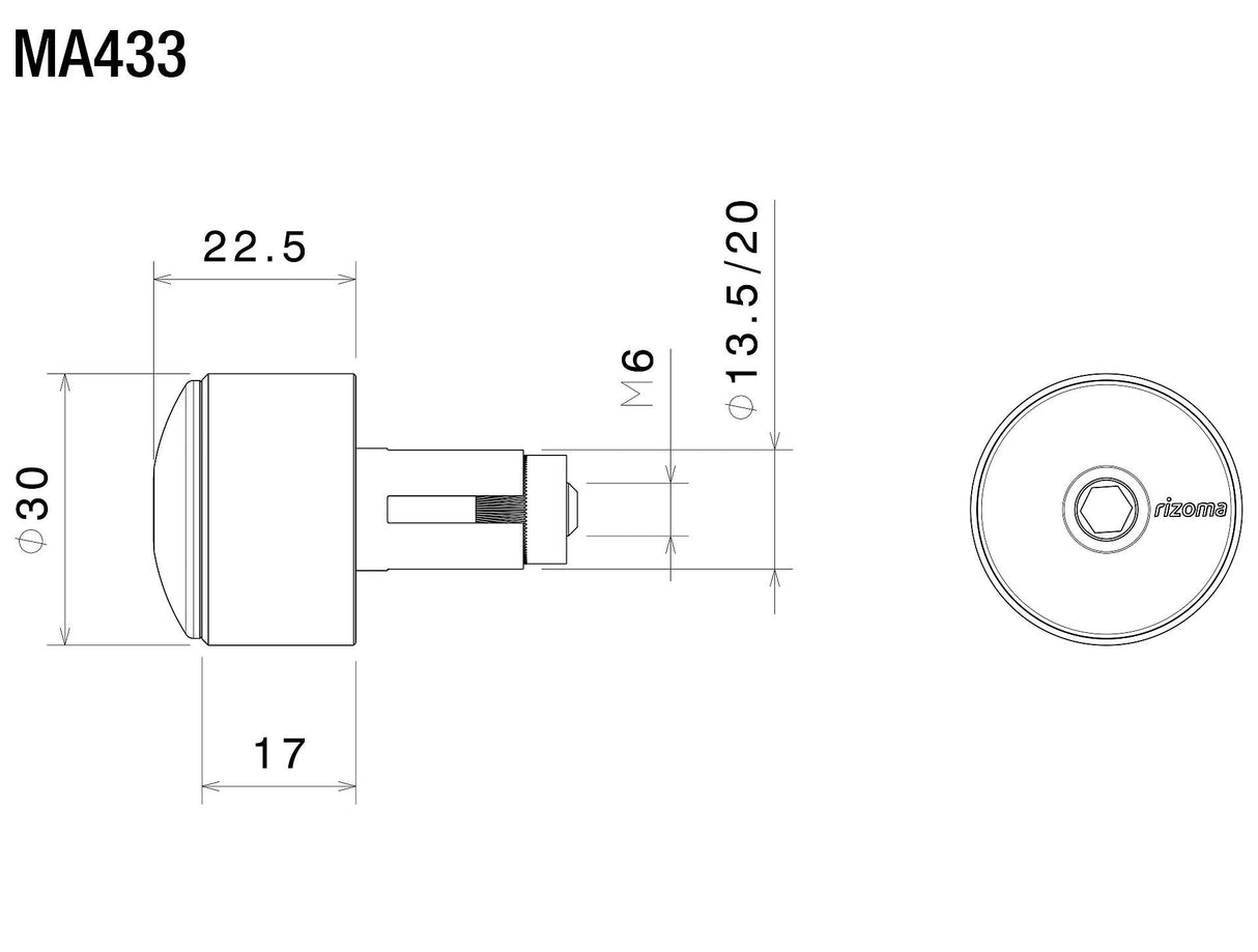 Rizoma B-PRO Universal Bar Mount Mirror Adapter Silver for 22mm Handlebars