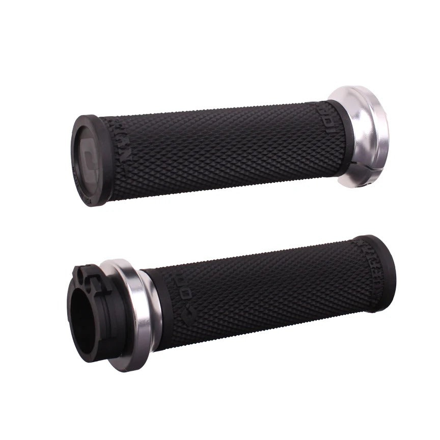 ODI Grips ODI-V30HCWB-S Ruffian Lock-On Handgrips Black/Silver for Harley-Davidson w/Throttle Cable
