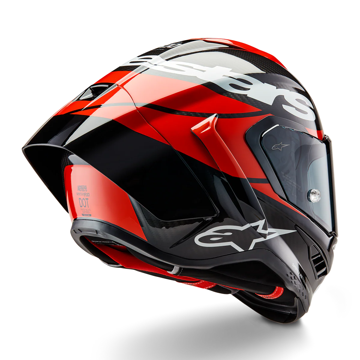Alpinestars Supertech R10 Element Gloss Black Carbon/Bright Red/White Helmet