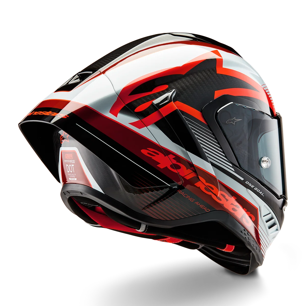 Alpinestars Supertech R10 Team Gloss Black Carbon/Red/White Helmet
