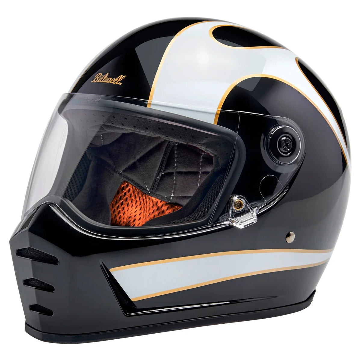 Biltwell Lane Splitter Gloss Black/White Flames Helmet