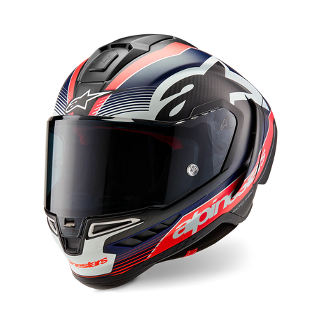 Alpinestars Supertech R10 Team Matte Black Carbon/Red Fluro/Blue Helmet
