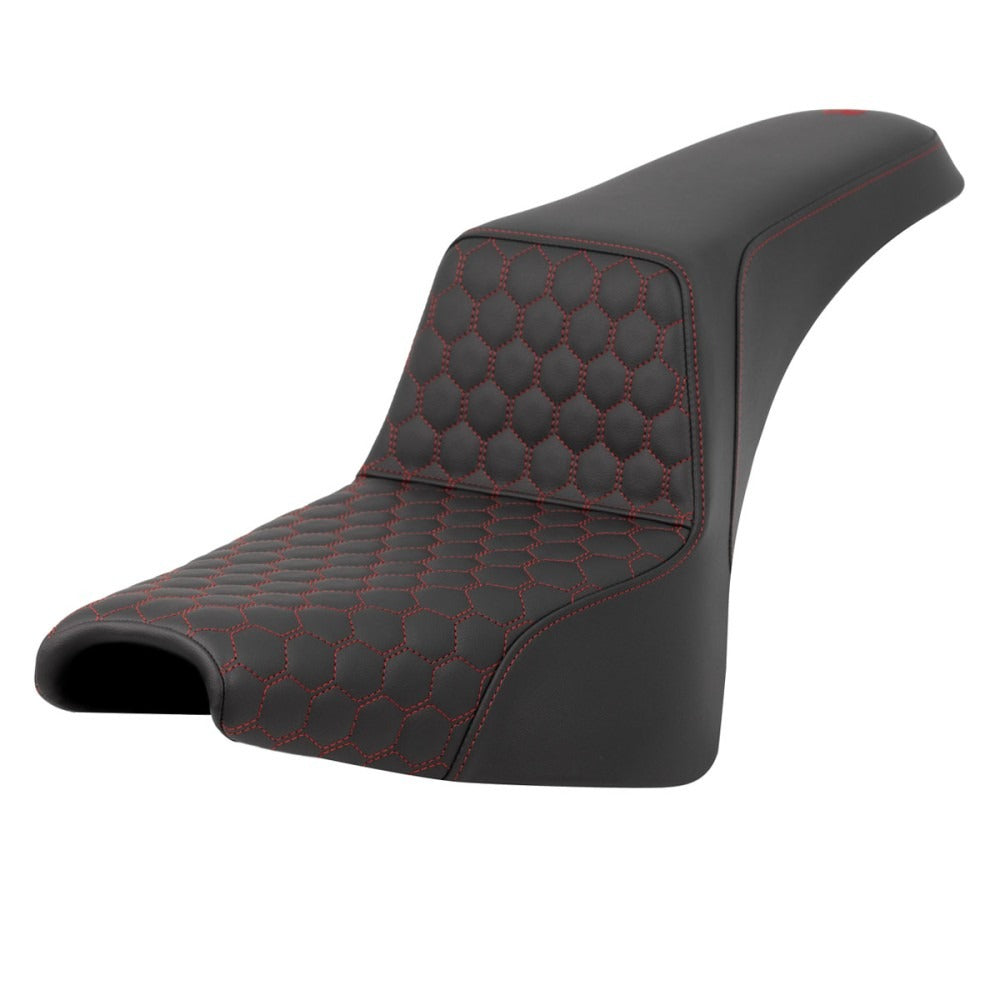 Saddlemen SAD-818-30-17704 Step-Up HC Dual Seat w/Red Honeycomb Stitch for Harley-Davidson Softail Street Bob 18-Up/Standard 20-Up Models