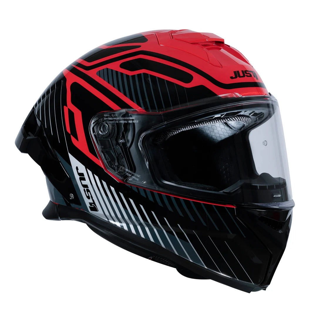 Just1 J-STR Tactical Gloss Silver/Red Helmet