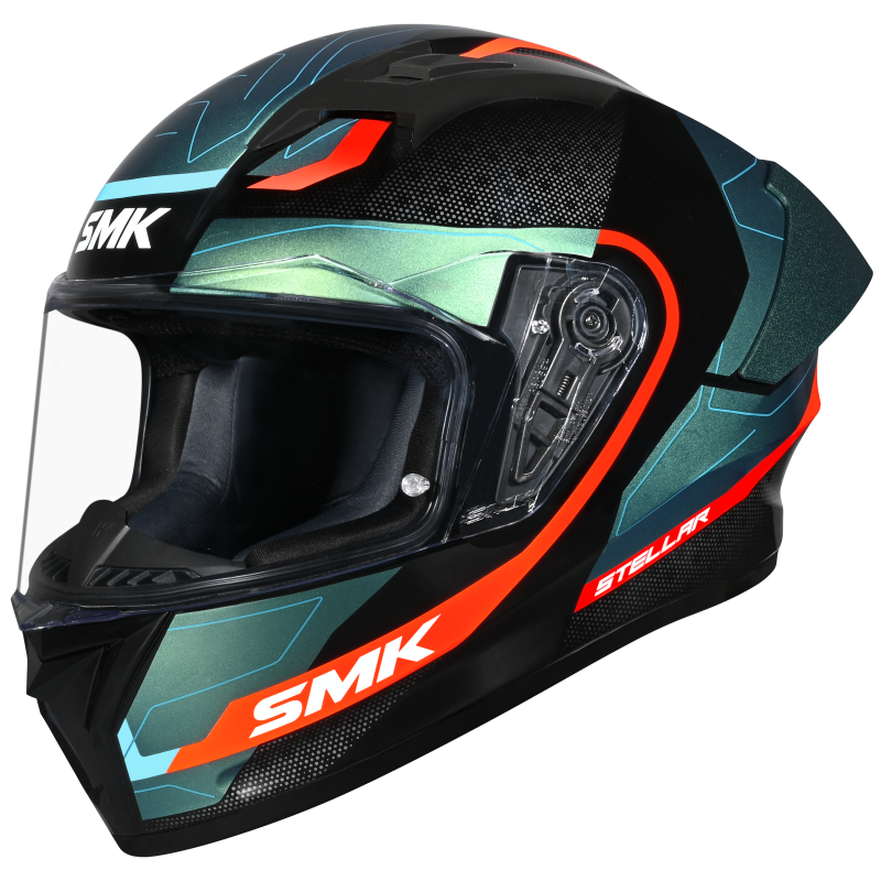 SMK Stellar Sport Flight Gloss Black/Blue/Orange GL257C Helmet