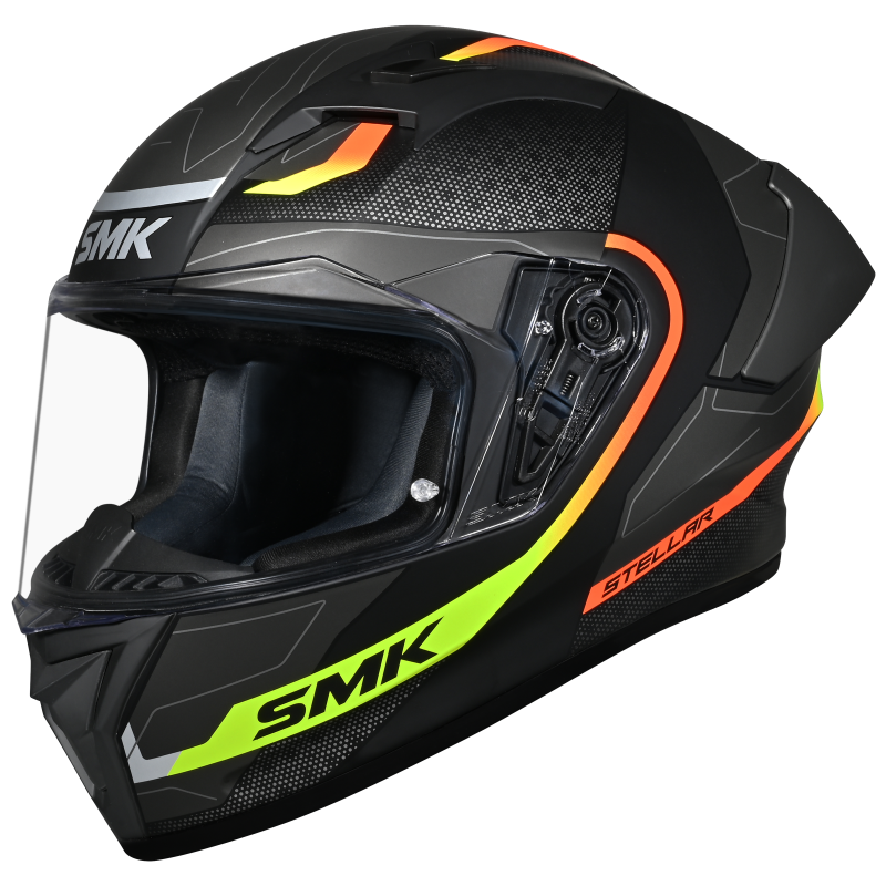 SMK Stellar Sport Flight Matte Black/Grey/Yellow MA264 Helmet