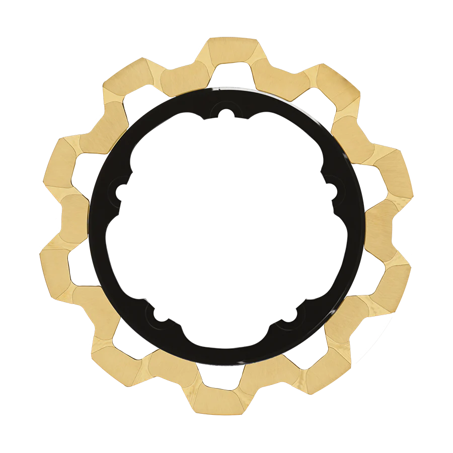 Lyndall Racing Brakes LRB-4203-1122 Switchblade 11.8" Bow-Tie Cut Front Disc Rotor Gold Band & Black Carrier for V-Rod/Dyna 06-17 Models w/OEM Cast Wheel