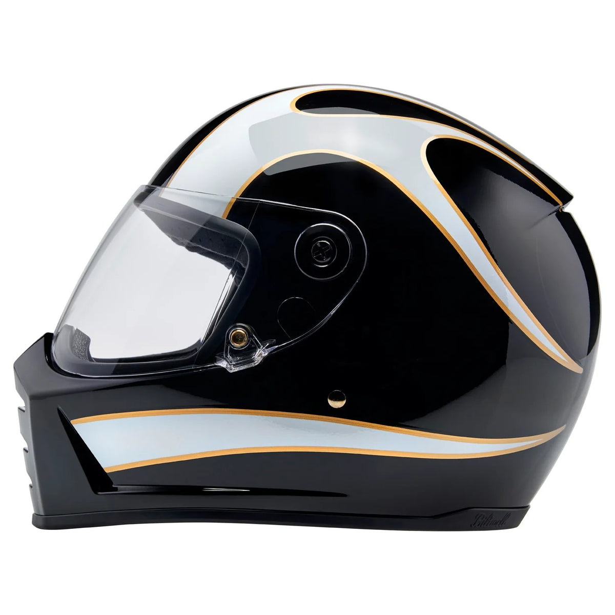 Biltwell Lane Splitter Gloss Black/White Flames Helmet