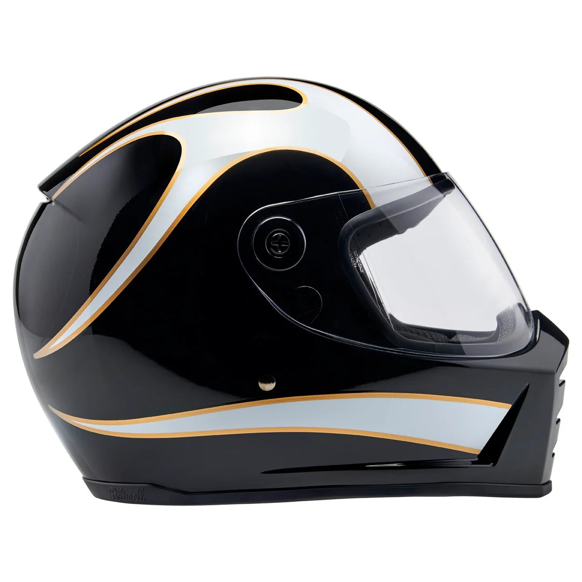 Biltwell Lane Splitter Gloss Black/White Flames Helmet