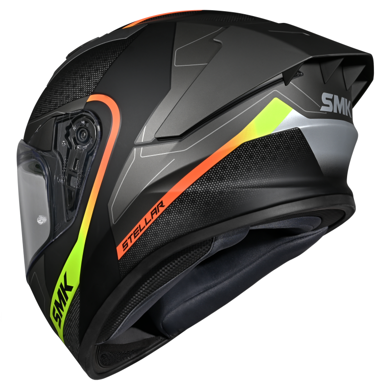 SMK Stellar Sport Flight Matte Black/Grey/Yellow MA264 Helmet