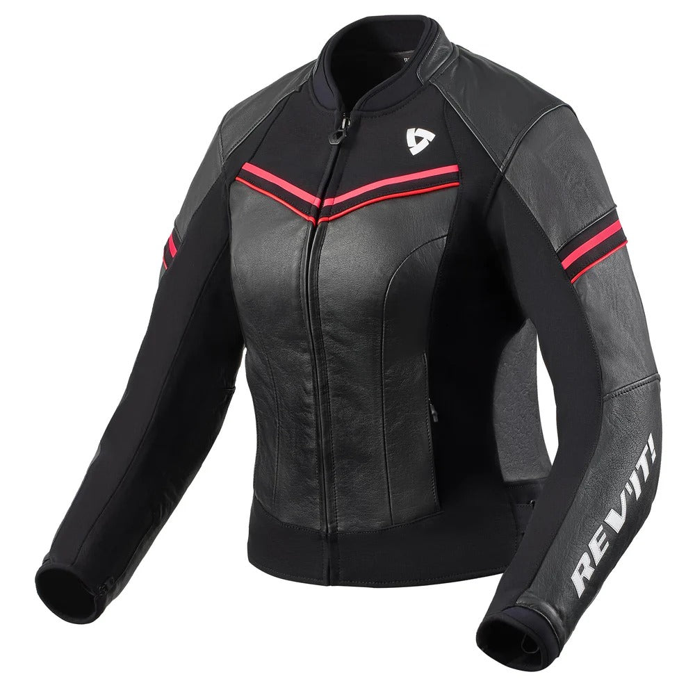REV'IT! Median Black/Pink Womens Leather Jacket