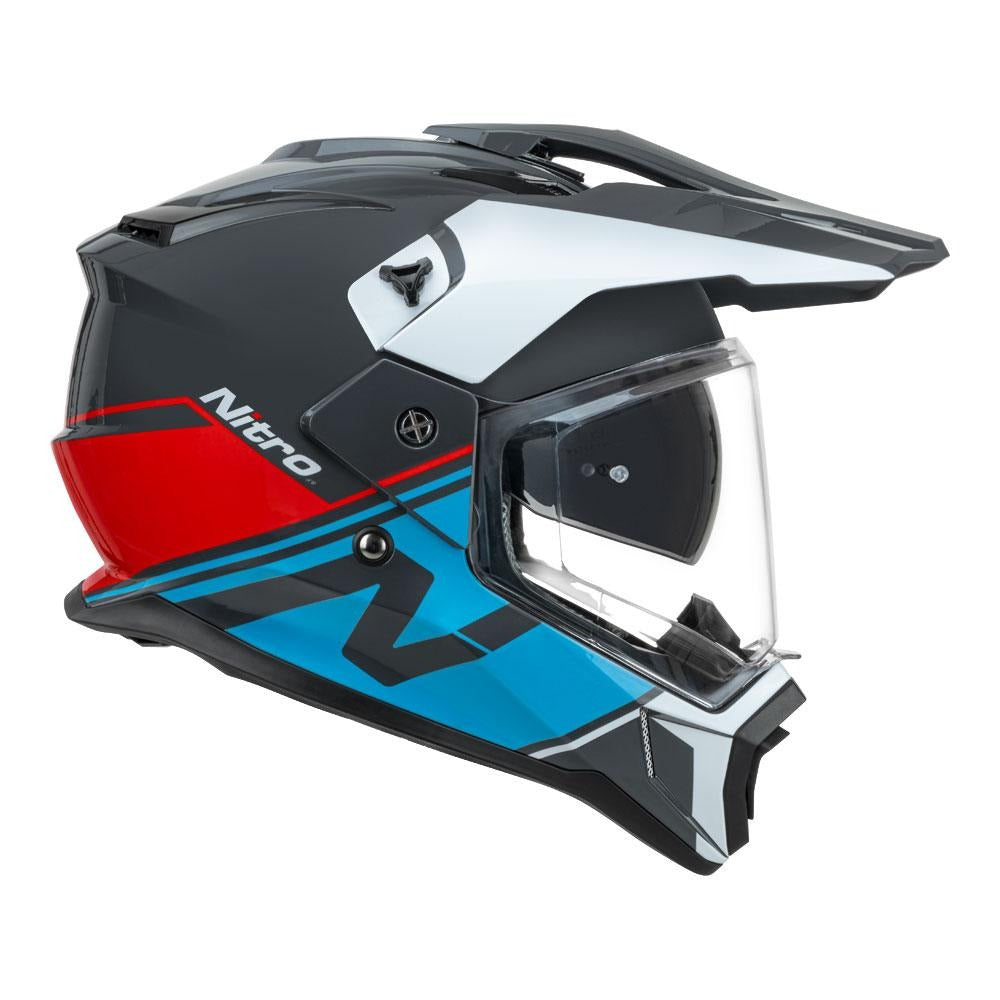 Nitro MX780 DVS Gloss Grey/Light Blue/White/Red Adventure Helmet