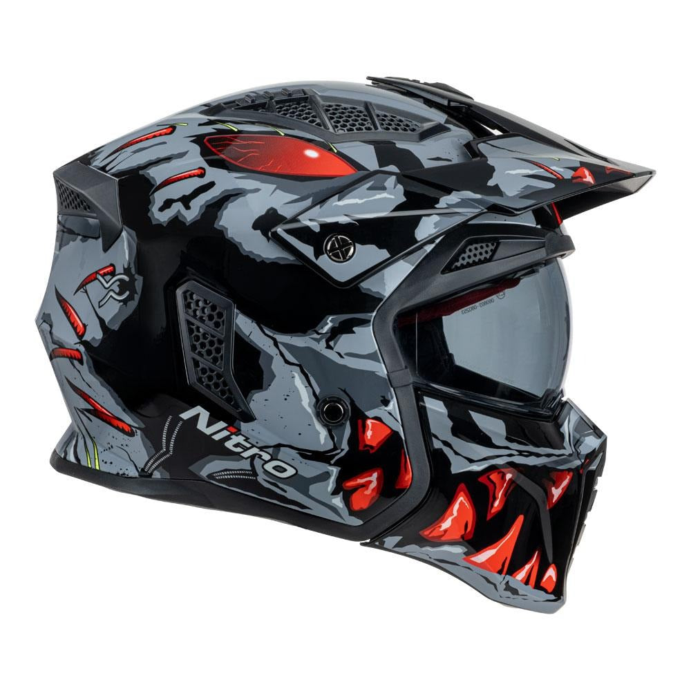 Nitro NZ302 Toxic Gloss Grey/Red Helmet