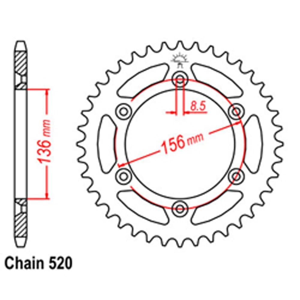 JT Steel 41T Rear Sprocket for 520 Pitch Chain