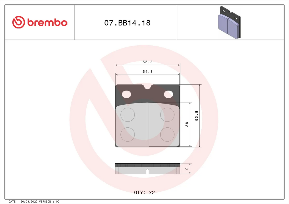 Brembo B-07BB1418 Genuine (18) Carbon Ceramic Front Brake Pads (07BB14.18)