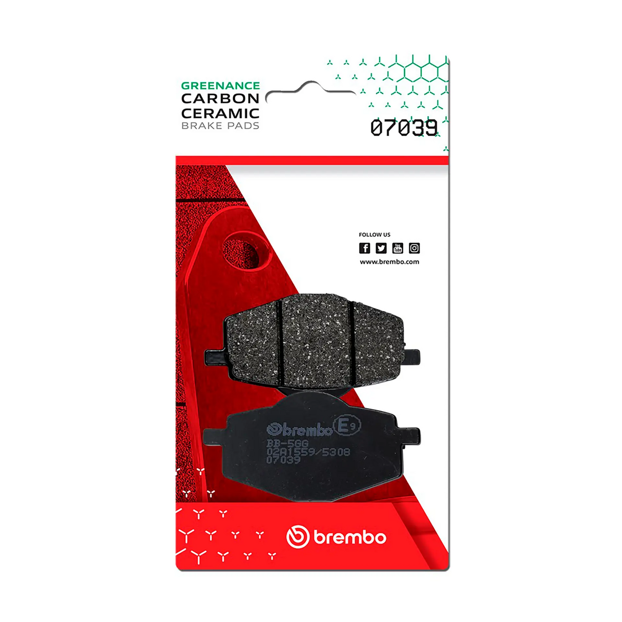 Brembo B-07039 Scooter (CC) Carbon Ceramic Rear Brake Pad (07039)
