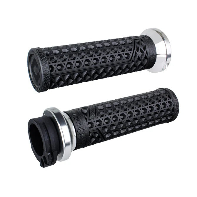 ODI Grips ODI-V31VHCWB-S Vans Signature Lock-On Handgrips Black/Silver for H-D w/Throttle Cable