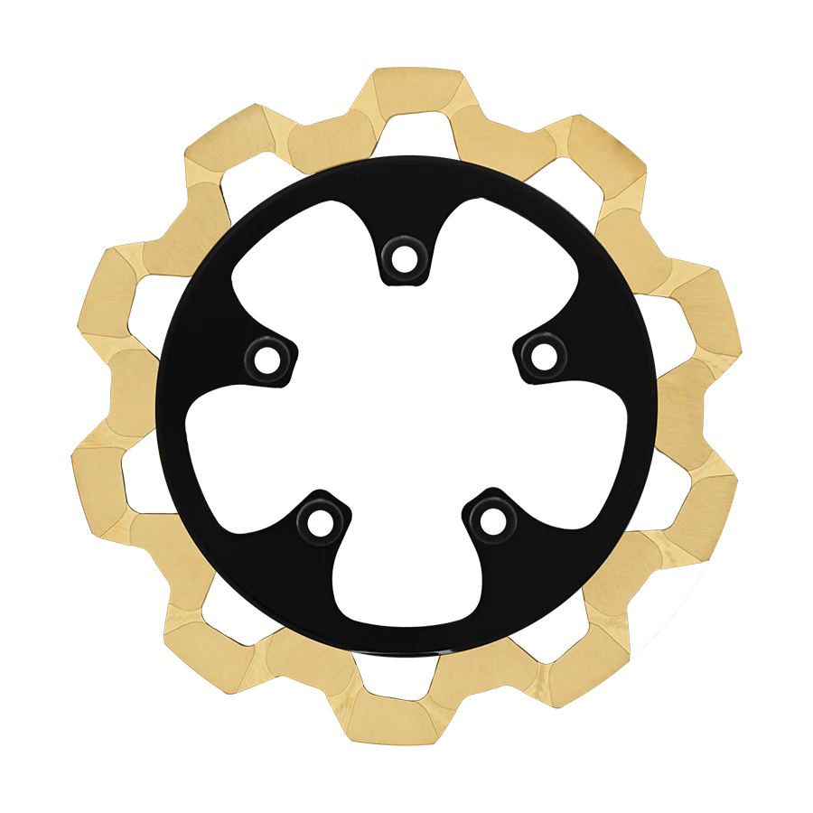 Lyndall Racing Brakes LRB-4204-3121 V-Rod 11.8" Bow-Tie Cut Rear Disc Rotor Gold Band & Black Carrier for V-Rod 06-17