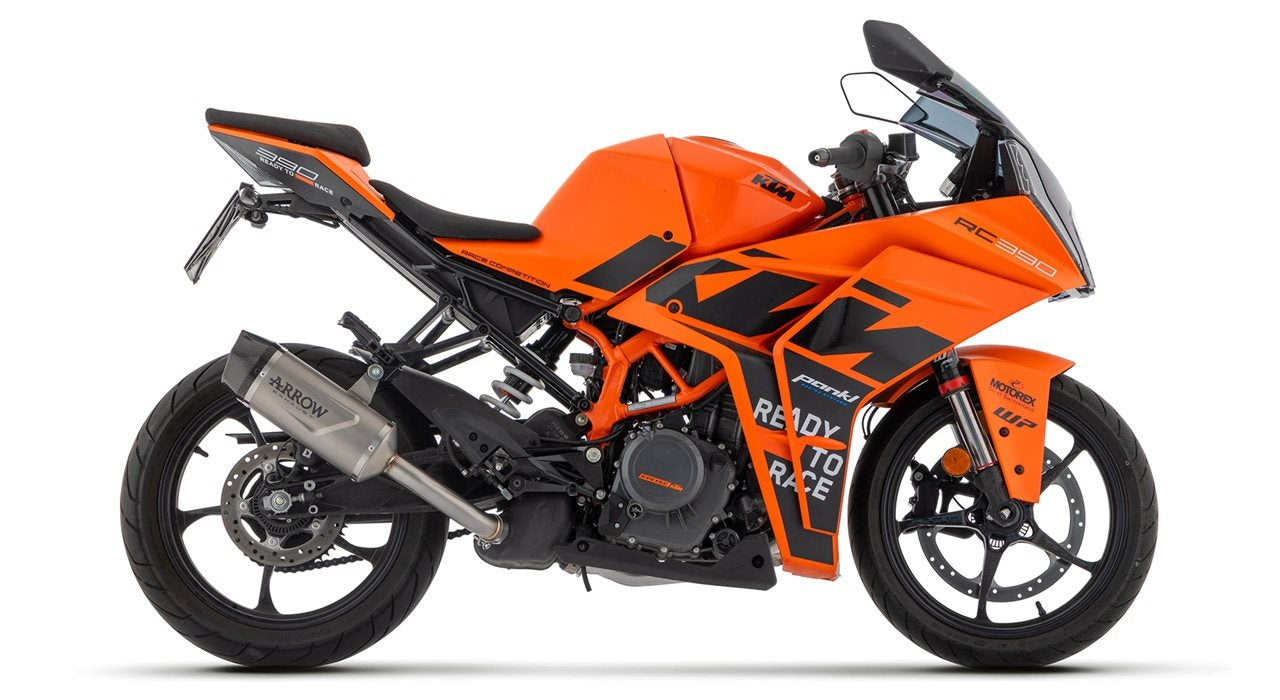 Arrow 71957PK Indy Race Titanium Slip-On Muffler w/Carbon End Cap for KTM RC 390 22-24