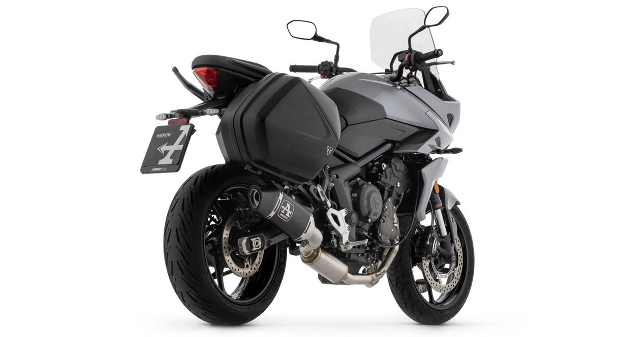Arrow 71504VAN Veloce Stainless Steel Full Exhaust System w/Aluminium Dark Muffler & Carbon End Cap for Triumph Tiger 660 22-24