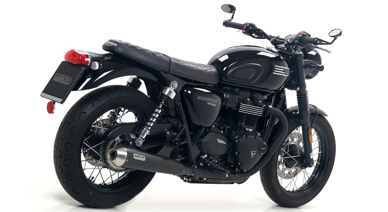 Arrow 71853PRN Pro-Race Nichrom Dark Slip-On Mufflers for Triumph Bonneville T100 17-20/Bonneville T120 16-19