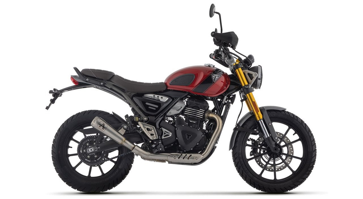 Arrow 71974PRI Pro-Race Nichrom Slip-On Muffler w/Steel End Cap for Triumph Scrambler 400 X/Speed 400 24-25