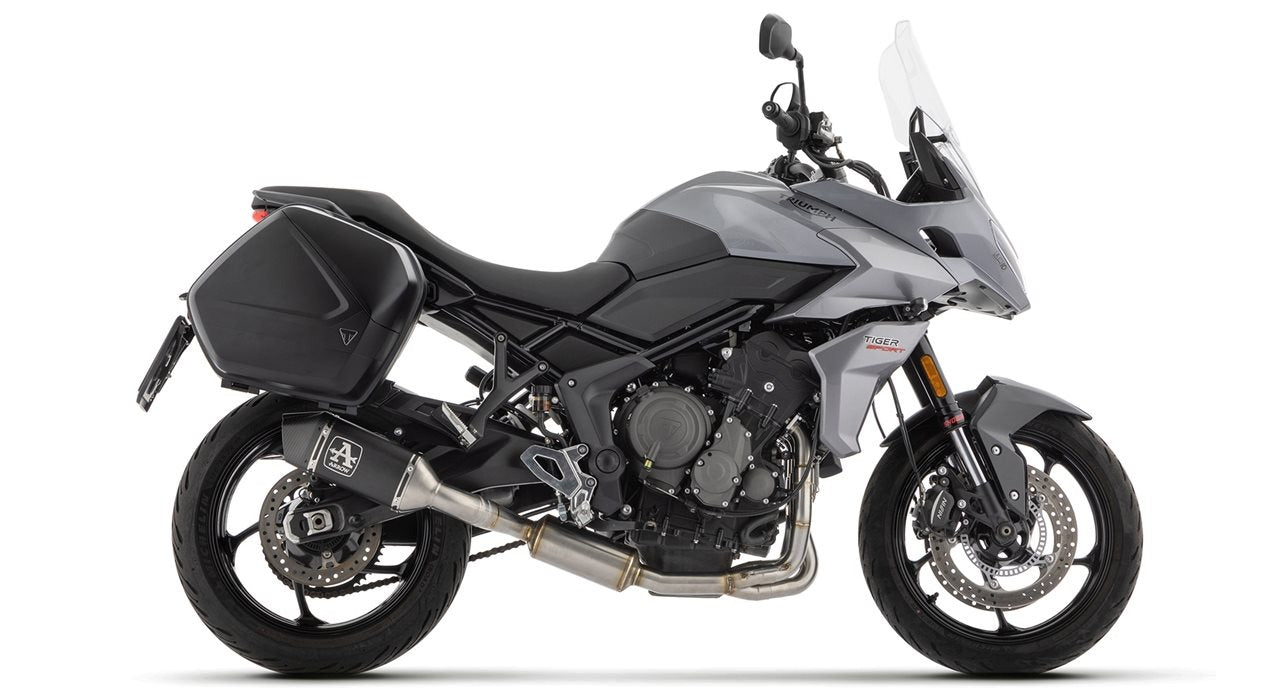 Arrow 71504VAN Veloce Stainless Steel Full Exhaust System w/Aluminium Dark Muffler & Carbon End Cap for Triumph Tiger 660 22-24
