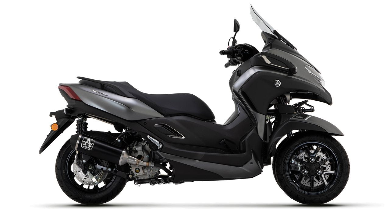 Arrow 53542AKN Urban Aluminium Dark Slip-On Muffler w/Carbon End Cap for Yamaha Tricity 300/XMAX 300 21-24