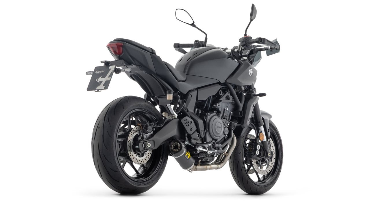 Arrow 71095AKN Thunder Stainless Steel Full Exhaust System w/Aluminium Dark Muffler & Carbon End Cap for Yamaha MT-07 25-Up