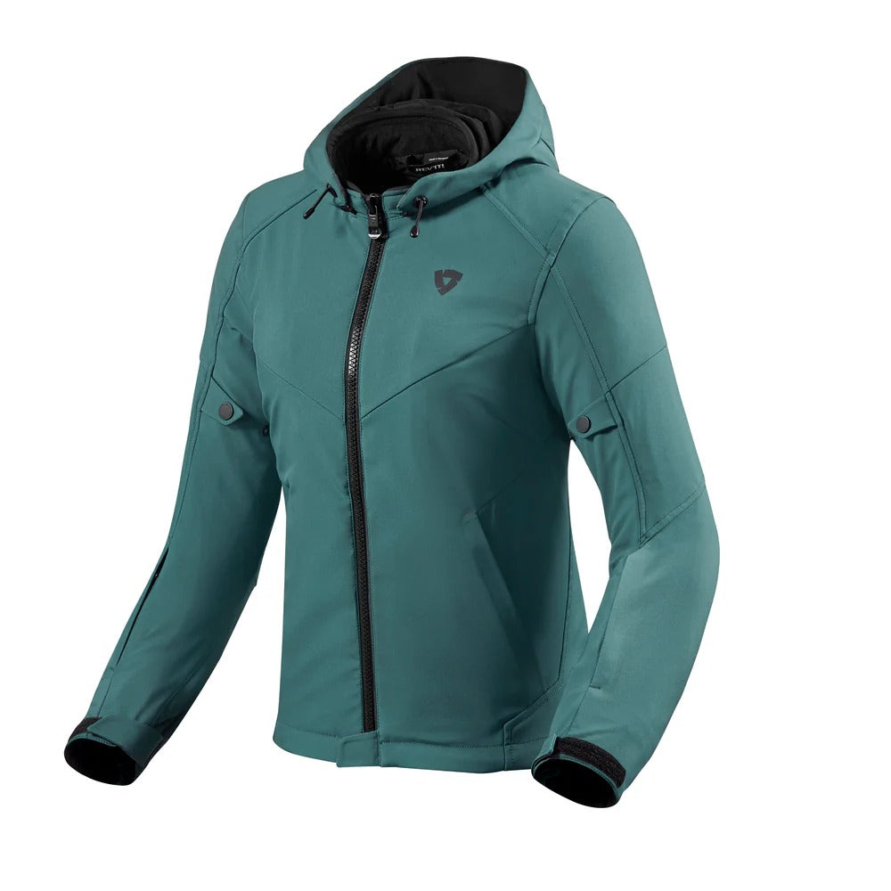 REV'IT! Afterburn H2O Dark Green Textile Womens Hoodie Jacket