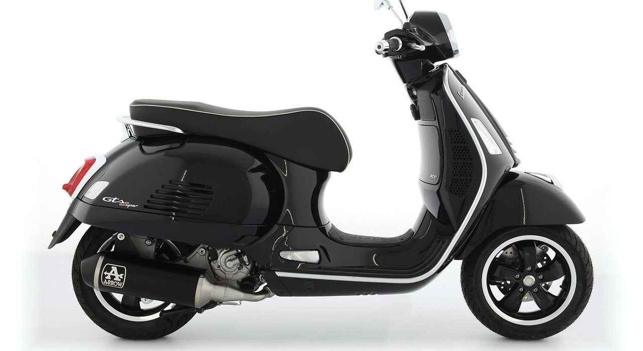 Arrow 53536ANN Urban Aluminium Dark Slip-On Muffler w/Black End Cap for Piaggio Vespa GTS 300 21-24/Vespa GTV 300 23-24