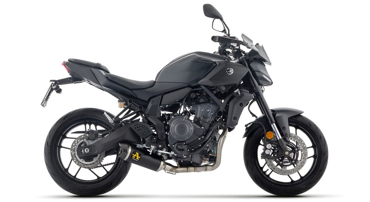 Arrow 71095AKN Thunder Stainless Steel Full Exhaust System w/Aluminium Dark Muffler & Carbon End Cap for Yamaha MT-07 25-Up