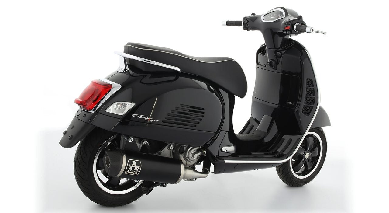Arrow 53536ANN Urban Aluminium Dark Slip-On Muffler w/Black End Cap for Piaggio Vespa GTS 300 21-24/Vespa GTV 300 23-24