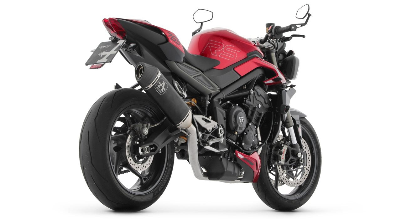 Arrow 71505VAN Veloce Stainless Steel Full Exhaust System w/Aluminium Dark Muffler & Carbon End Cap for Triumph Street Triple 765 RS 23-24