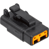 NAMZ Custom Cycle Products NMZ-MDP-3B DTM 3-Position Deutsch Plug w/(3) Stamped Terminals & Wedgelock Black